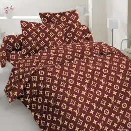 Постільна білизна з бязі голд принт Louis Vuitton